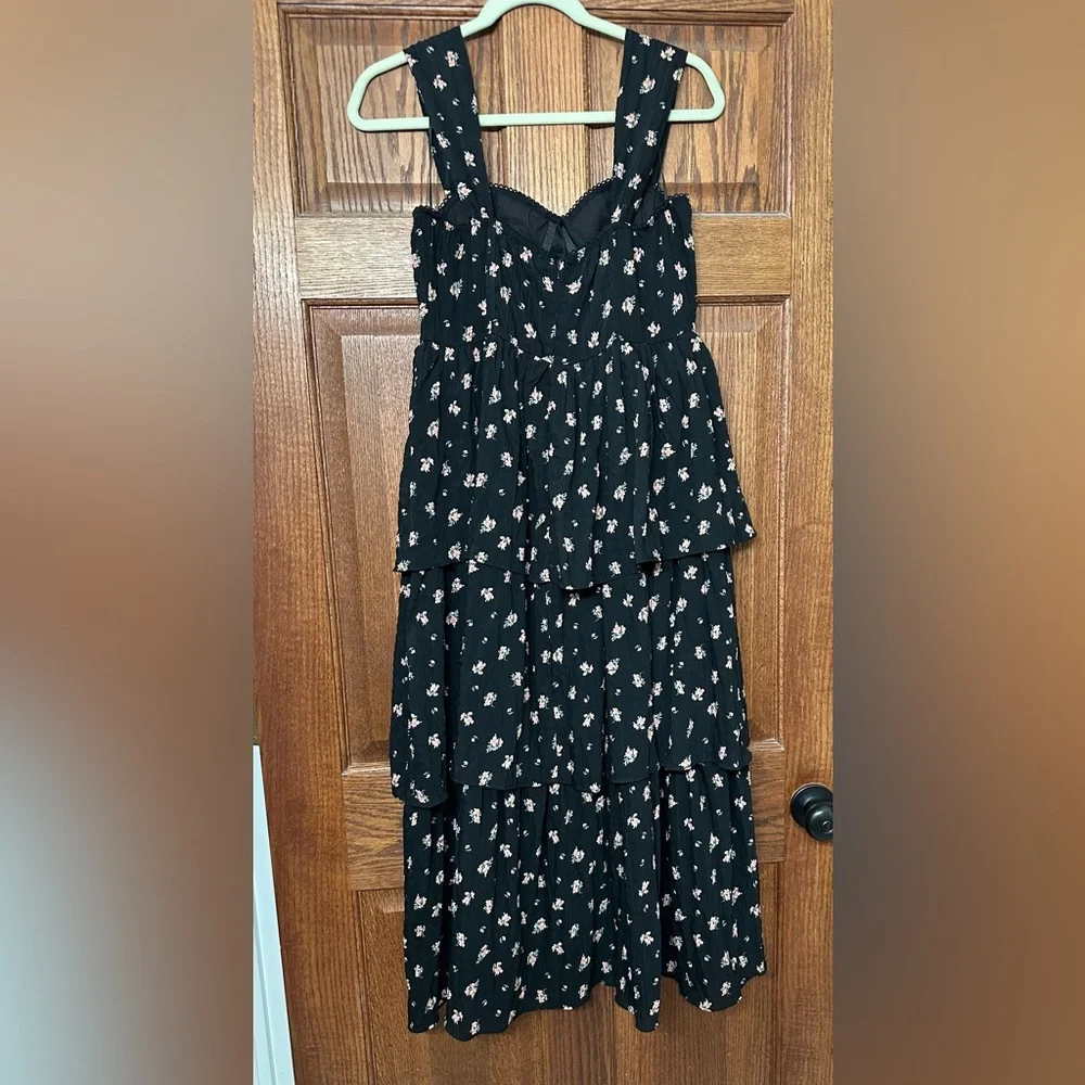 Talulah Black Tiered Dress with Pink Floral Print - Picture 4 of 6